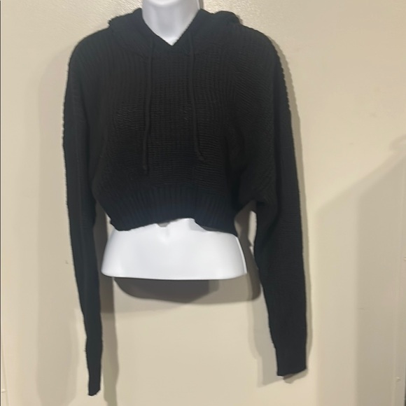 Streetwear Society Sweaters - Streetwear Society Black Cropped Hoodie Sweater
